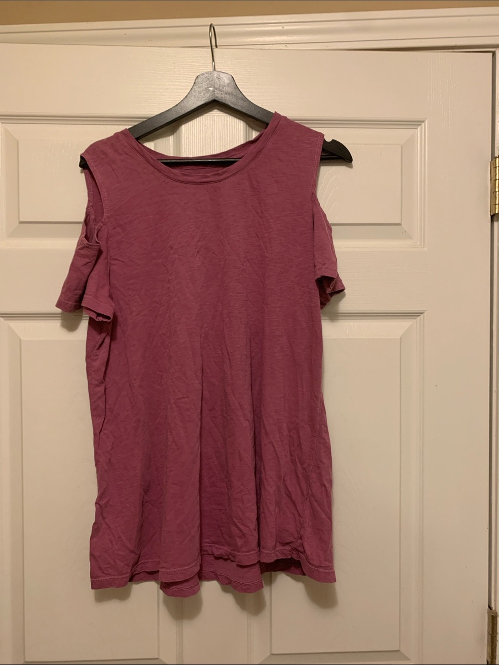 Style & Co. Mauve Cold-Shoulder Short Sleeve Tee